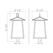 Load image into Gallery viewer, Rainer Outdoor Lantern Post Light - line drawing.
