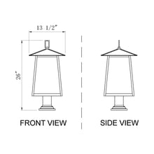 Load image into Gallery viewer, Rainer Outdoor Lantern Post Light - line drawing.

