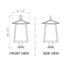 Load image into Gallery viewer, Rainer Outdoor Lantern Post Light - line drawing.
