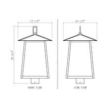 Load image into Gallery viewer, Rainer Outdoor Lantern Post Light - line drawing.
