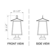 Load image into Gallery viewer, Rainer Outdoor Lantern Post Light - line drawing.
