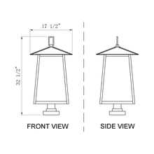 Load image into Gallery viewer, Rainer Outdoor Lantern Post Light - line drawing.
