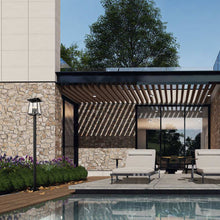 Load image into Gallery viewer, Rainer Outdoor Lean Post Light in Outside Area.
