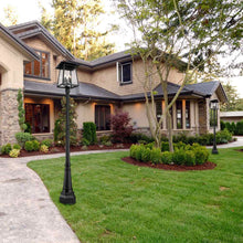Load image into Gallery viewer, Rainer Outdoor Ornate Post Light in Outside Area.
