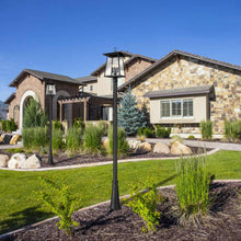 Load image into Gallery viewer, Rainer Outdoor Post Light in Outside Area.
