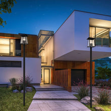 Load image into Gallery viewer, Rainer Outdoor Sleek Post Light in Outside Area.
