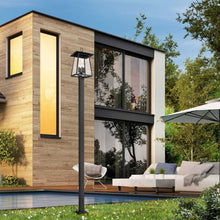 Load image into Gallery viewer, Rainer Outdoor Square Post Light in Outside Area.
