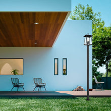 Load image into Gallery viewer, Rainer Outdoor Square Post Light in Outside Area.
