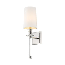 Load image into Gallery viewer, Sophia Wall Light in Polished Nickel/White.
