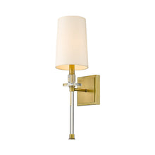 Load image into Gallery viewer, Sophia Wall Light in Rubbed Brass/Beige.
