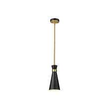 Load image into Gallery viewer, Soriano Pendant Light in Matte Black/Heritage Brass (5.3-Inch).
