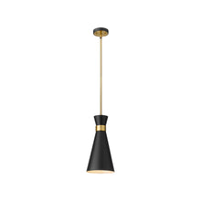 Load image into Gallery viewer, Soriano Pendant Light in Matte Black/Heritage Brass (8-Inch).
