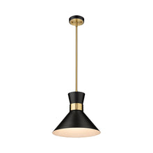 Load image into Gallery viewer, Soriano Pendant Light in Matte Black/Heritage Brass (13.2-Inch).
