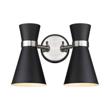 Load image into Gallery viewer, Soriano Wall Light in Matte Black/Brushed Nickel (2-Light).
