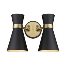 Load image into Gallery viewer, Soriano Wall Light in Matte Black/Heritage Brass (2-Light).
