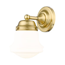 Load image into Gallery viewer, Vaughn Bath Wall Light in Luxe Gold/Matte Opal.
