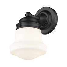Load image into Gallery viewer, Vaughn Bath Wall Light in Matte Black/Matte Opal.
