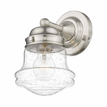Load image into Gallery viewer, Vaughn Bath Wall Light in Brushed Nickel/Clear Seedy.
