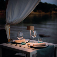 Load image into Gallery viewer, Ofelia LED Table Lamp in Outside Area.
