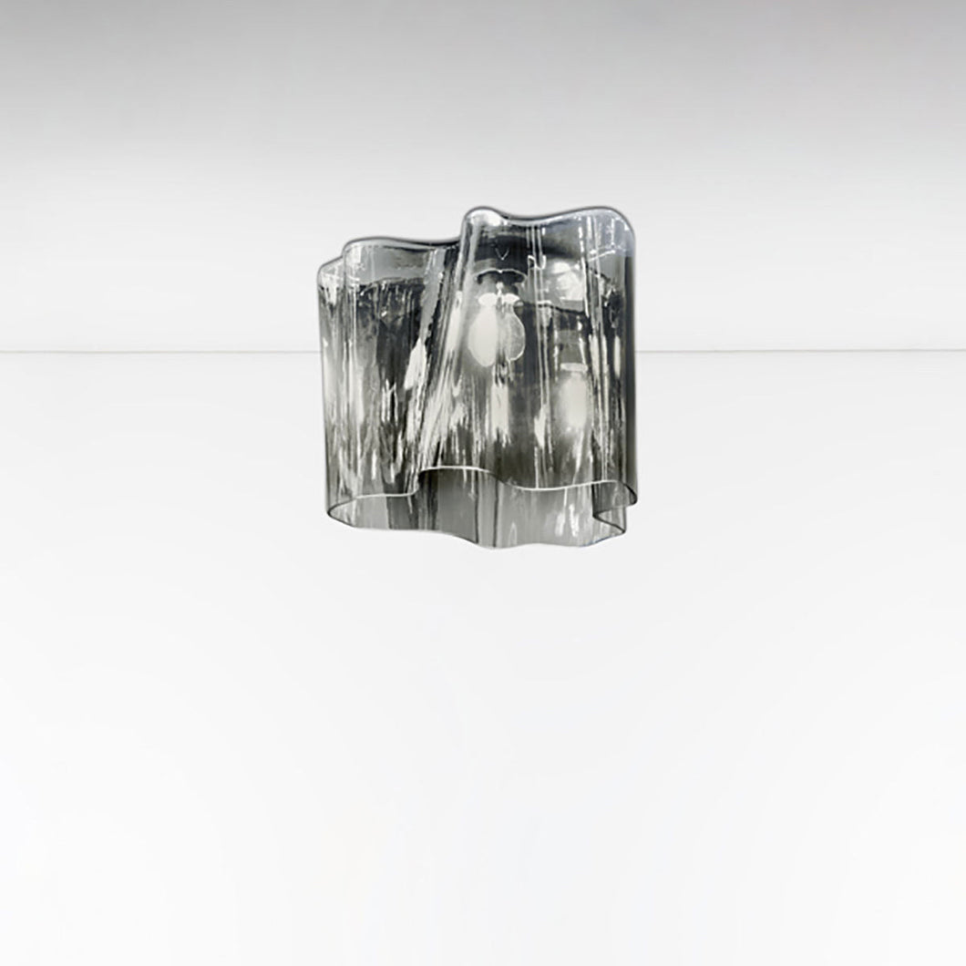 Logico Semi-Flush Mount Ceiling Light in Grey Smoke /Pale Grey/Ceiling Single.