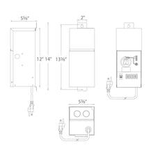 Load image into Gallery viewer, 12V Outdoor Magnetic Transformer - line drawing.
