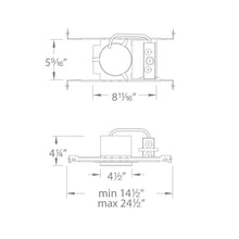 Load image into Gallery viewer, 2.5 Inch Low Voltage New Construction Non-IC LED Recessed Housing - line drawing.
