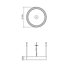 Load image into Gallery viewer, Cylindrical LED Pendant Light - line drawing.
