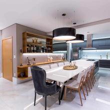 Load image into Gallery viewer, Cylindrical Small LED Pendant Light in dining room.
