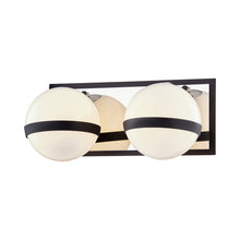 Load image into Gallery viewer, Ace Bath Vanity Light in Carbide Black / Polish Nickel Accents (2-Light).
