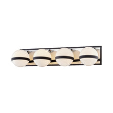Load image into Gallery viewer, Ace Bath Vanity Light in Carbide Black / Polish Nickel Accents (4-Light).
