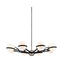 Load image into Gallery viewer, Ace Chandelier in Carbide Black with Polish Nickel Accents (8-Light).
