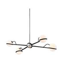 Load image into Gallery viewer, Ace Linear Pendant Light in Carbide Black / Polish Nickel Accents.
