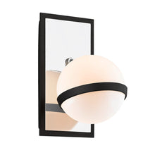 Load image into Gallery viewer, Ace Wall Light in Carbide Black with Polish Nickel Accents.
