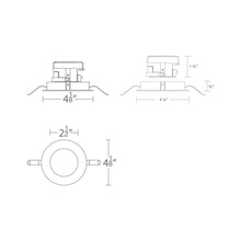 Load image into Gallery viewer, Aether 2 Inch Adjustable Round LED Recessed Trim - line drawing.
