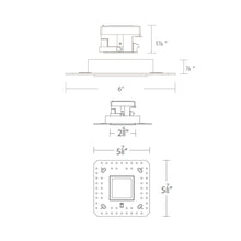 Load image into Gallery viewer, Aether 2 Inch Adjustable Trimless Square LED Recessed Trim - line drawing.

