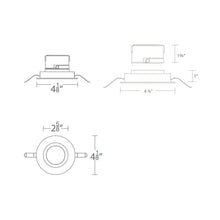 Load image into Gallery viewer, Aether 2 Inch Downlight Round LED Recessed Trim - line drawing.
