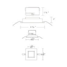 Load image into Gallery viewer, Aether 2 Inch Downlight Square LED Recessed Trim - line drawing.
