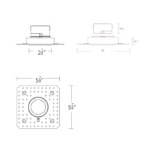 Load image into Gallery viewer, Aether 2 Inch Downlight Trimless Round LED Recessed Trim - line drawing.
