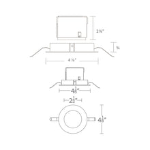 Load image into Gallery viewer, Aether 2 Inch Wall Wash Round LED Recessed Trim - line drawing.
