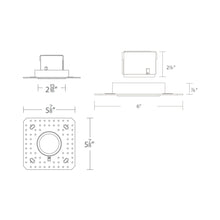 Load image into Gallery viewer, Aether 2 Inch Wall Wash Trimless Round LED Recessed Trim - line drawing.
