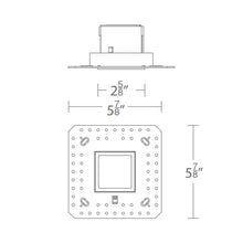 Load image into Gallery viewer, Aether 2 Inch Wall Wash Trimless Square LED Recessed Trim - line drawing.
