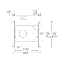Load image into Gallery viewer, Aether 3.5 Inch New Construction Shallow Recessed Housing - line drawing.
