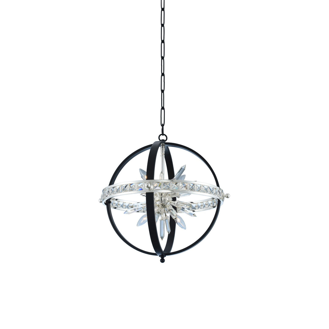 Angelo Pendant Light in Matte Black/Polished Silver (Small).