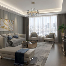 Load image into Gallery viewer, Glacier LED Round Pendant Light in living room.
