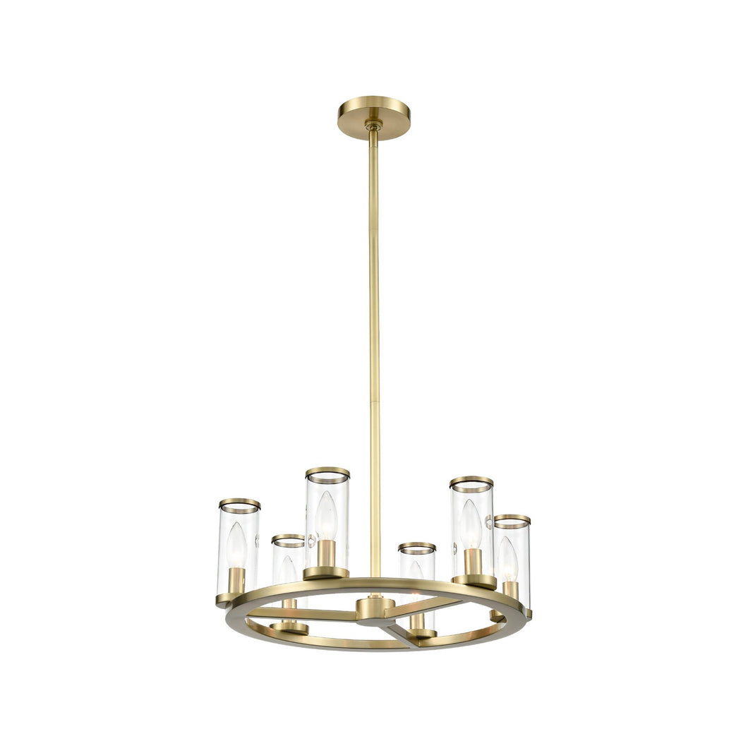 Revolve Chandelier in 6-Light/6.63-Inch/Natural Brass.