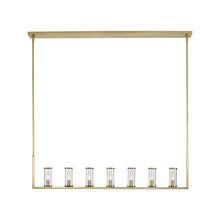 Load image into Gallery viewer, Revolve Linear Pendant Light in 7-Light/Natural Brass.
