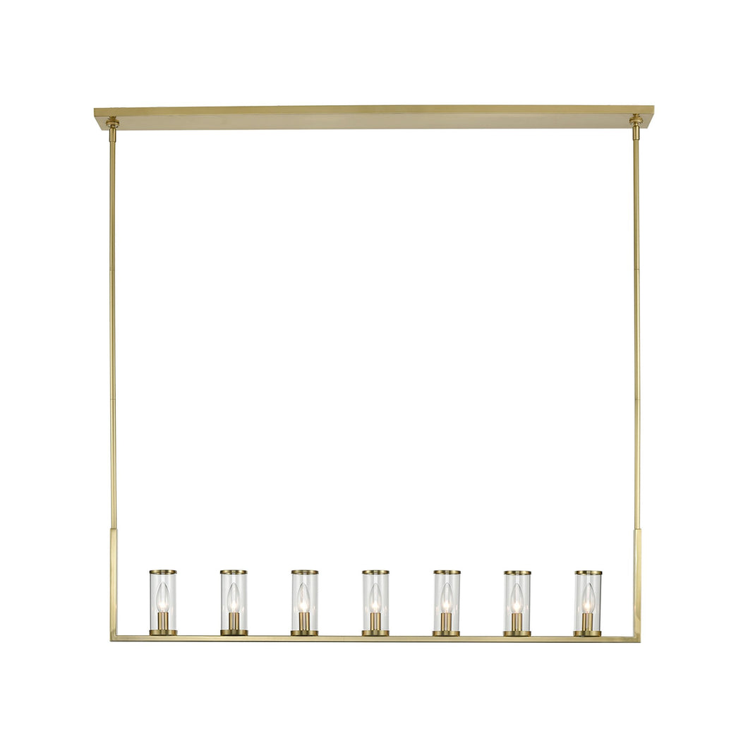 Revolve Linear Pendant Light in 7-Light/Natural Brass.