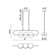 Load image into Gallery viewer, Tagliato LED Linear Pendant Light - line drawing.
