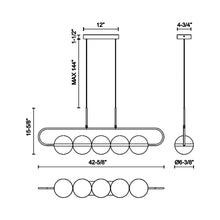 Load image into Gallery viewer, Tagliato LED Linear Pendant Light - line drawing.
