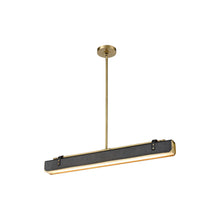 Load image into Gallery viewer, Valise LED Linear Pendant Light in Small/Vintage Brass/Tuxedo Leather.
